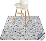 Blissful Diary tapis de protection pour bébé sous chaise haute, 50,4 x 50,4 po, tapis éclaboussures essuyable, imperméable et lavable, protecteur de sol antidérapant, Vert sauge