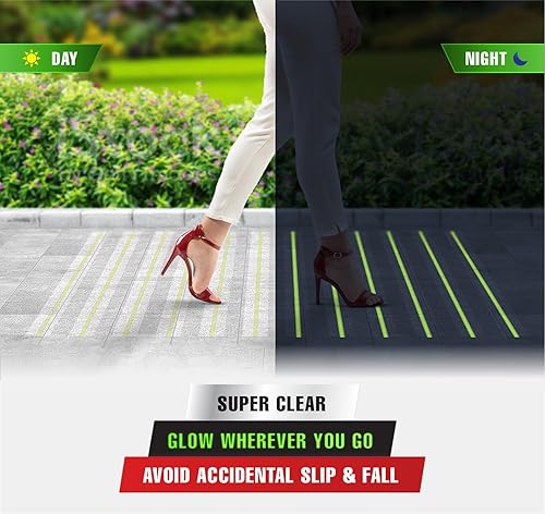 Miniatura 4 de CHESK Cinta de agarre transparente que brilla en la oscuridad, cinta antideslizante reflectante, impermeable, 2 pulgadas x 30 pies, para interiores