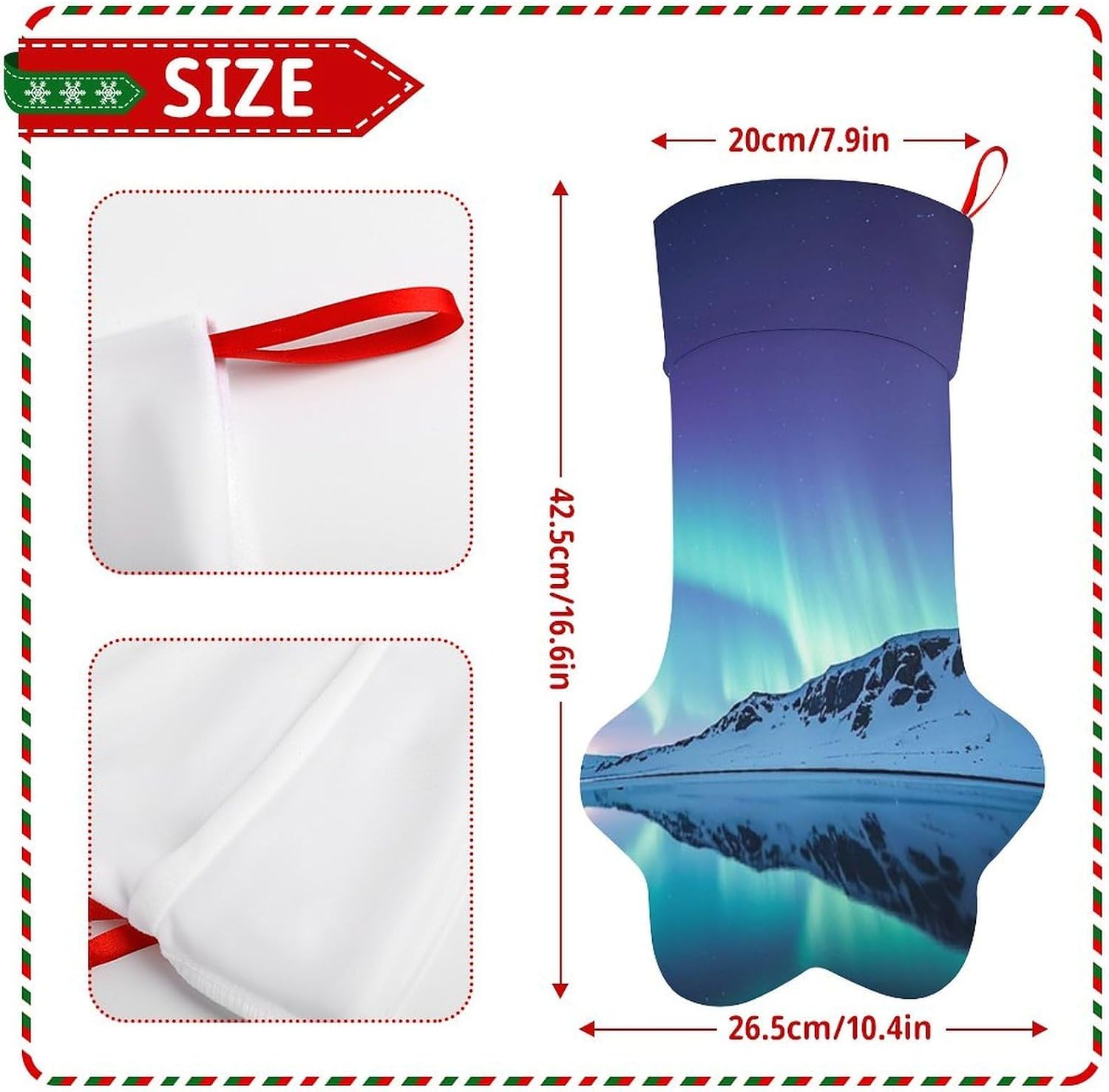 Northern Lights Paw Shape Stocking Cute Candy Gift Toy Sock Personalized Dog Paw Christmas Stocking Xmas Hanging Stockings Holiday Decorations Stockings image 2