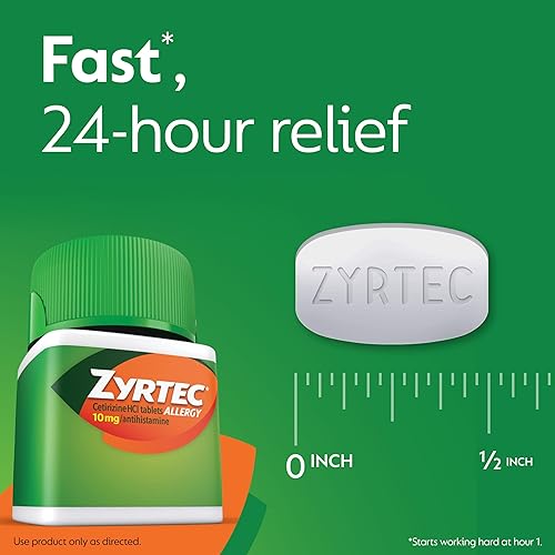 Miniatura 7 de Zyrtec 24 Hour Allergy Relief Tablets, Indoor and Outdoor Allergy Medicine with 10 mg Cetirizine HCl per Antihistamine Tablet, Bundle Pack, 60 ct +