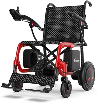 Carbon Fiber Electric Wheelchairs for Adults ZENBON, 15 Miles Cruise Range Foldable Powered Wheelchair, Intelligent Motorized Wheelchairs for Seniors, Portable All Terrain Electric Mobility Chair 660C