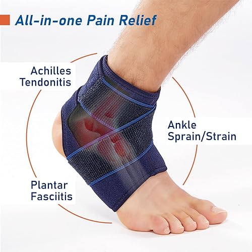Miniatura 2 de Comforband Tobillera con correa de compresión ajustable y soportes de apoyo para esguince débil de tobillo, dolor crónico de tobillo, recuperación