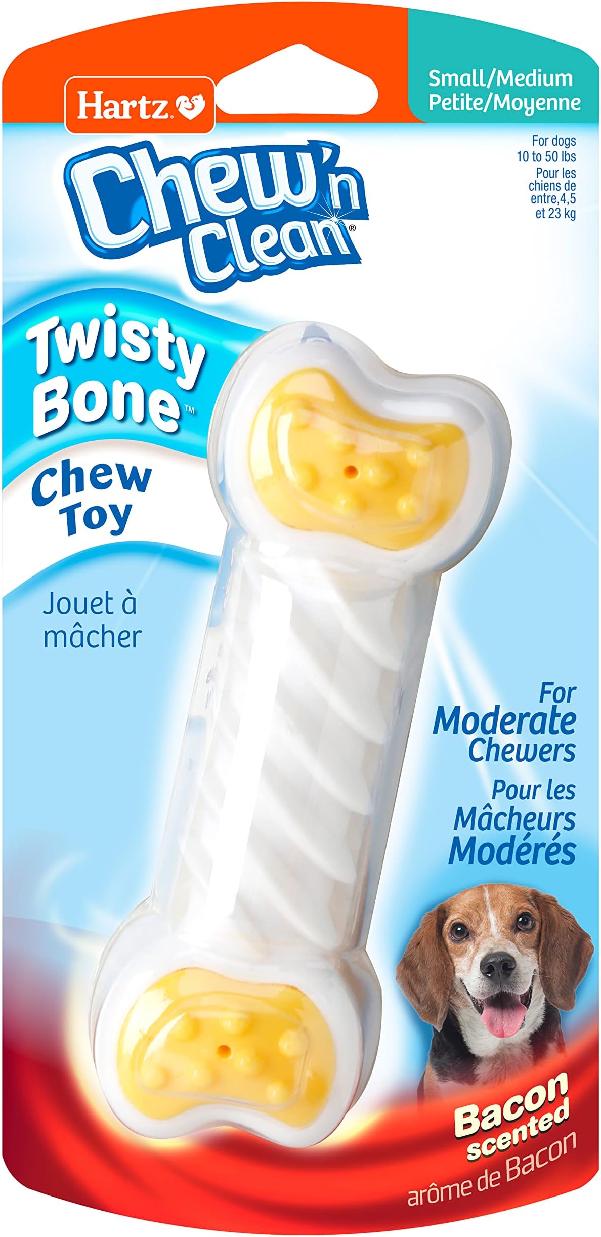 Chew N Clean Bacon Scent Small Medium Flexible Durable Twisty Bone