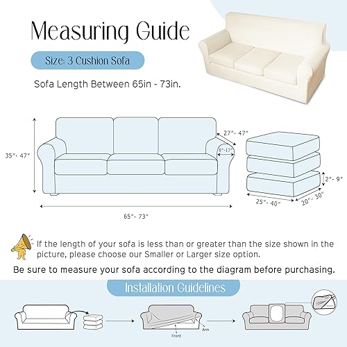 Miniatura 2 de Fundas de terciopelo para sofá de 4 piezas para sofá de 3 asientos, funda de sofá de felpa antideslizante, elásticas, fundas universales para sofá