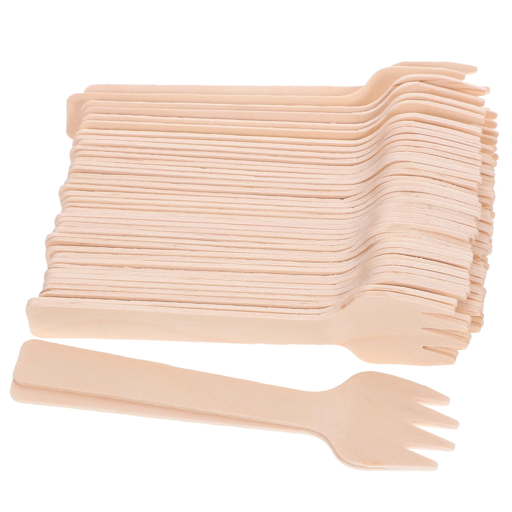 Homoyoyo 100pcs Mini Wooden Forks 4 Inches Long Natural Birch for Tasting Forks