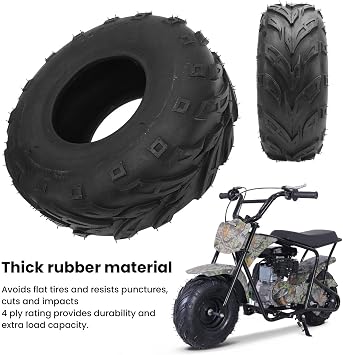 145/70-6 Off Road ATV Tire, 4 Ply Mud Tread Pattern UTV Tubeless Tire Fits Mini Bike, Go Kart, ATV, UTV, Lawn Mower, Front, Rear, Left, Right, ATV Tire, Go Kart,