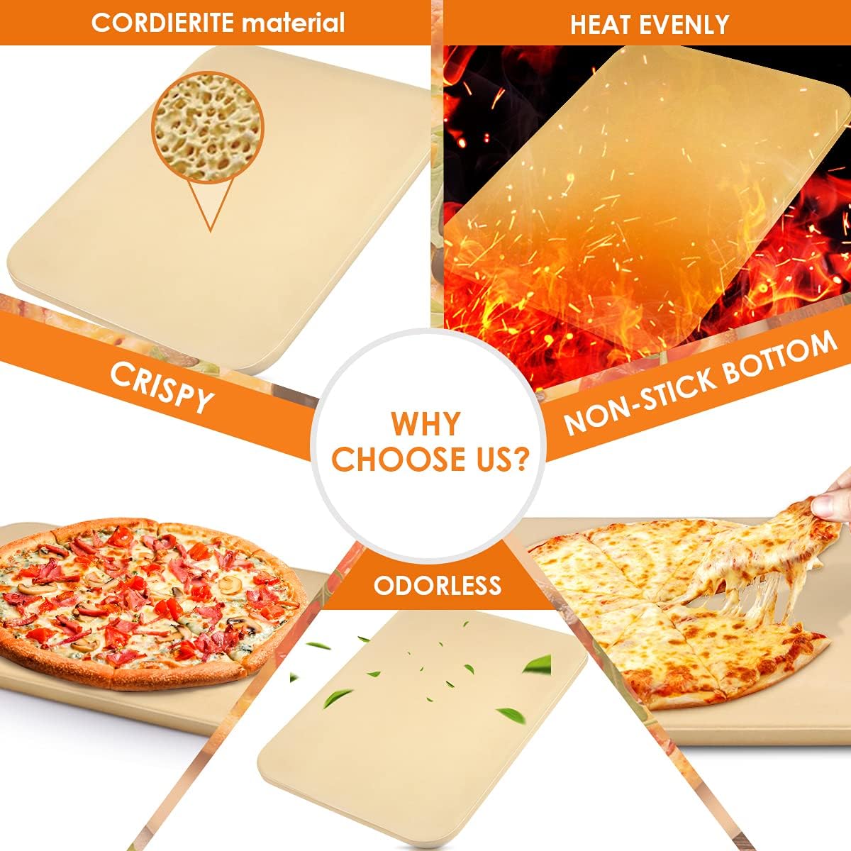 Pizza Stone, 15''x 12'' Pizza Grilling Stone, Pizza Stone for Oven and Grill, Durable and Safe Baking Stone for Grill Personal Pizza, Ideal for Baking Crisp Crust Pizza, Bread, Cookies and More : Patio, Lawn & Garden