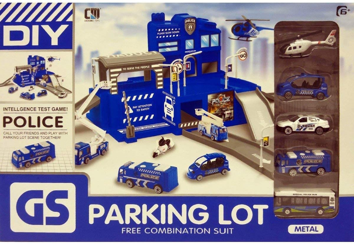 Wise Guys DIY Police Parking Lot Toys for Kids Construction - Multi Color