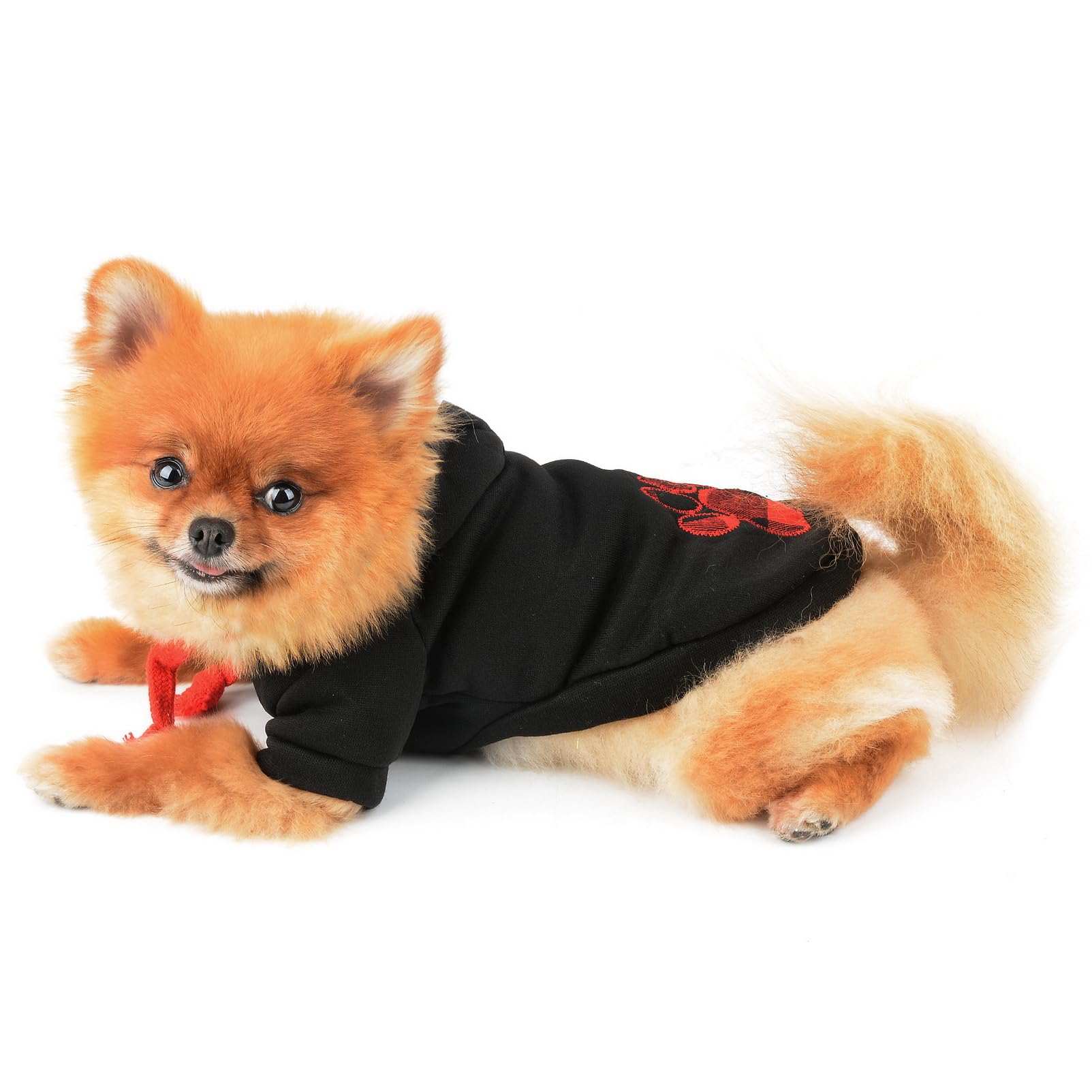 SMALLLEE_LUCKY_STORE Cute Pet Fleece Hoodie Jumper Winter Coat Jacket for Small Medium Large Dogs Cats with Buffalo Check Paw Puppy Pullover Sweater Warm Cold Weather Clothes,Black,M - Image 4
