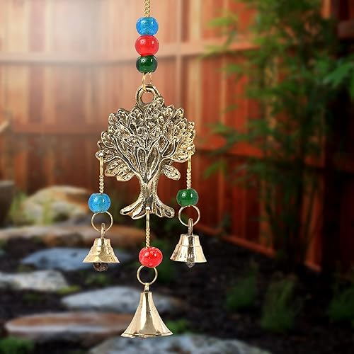 Miniatura 4 de Windchime Brass - Árbol de la vida con cuentas - 9 pulgadas de largo