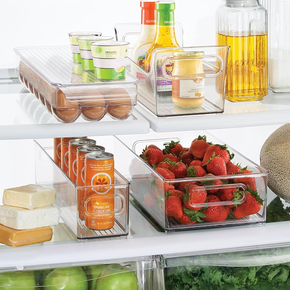 InterDesign Refrigerator, Freezer and Kitchen Storage Organizer Bins, 4 Piece Set - Clear