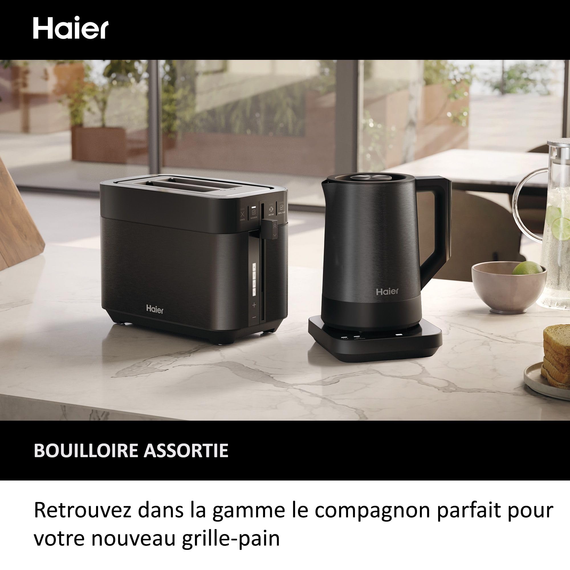 Haier I-Master Série 5 Grille-Pain, Acier Inoxydable, 2 Tranches avec Fentes Extra Profondes, Poignée de Levage pour Eviter les Brûlures, Couvercle Anti-Poussière, 7 Niveaux de Brunissage [Noir]