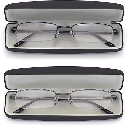 Miniatura 7 de HIGHLIKE Paquete de 2 o 3 lentes de lectura con bloqueo de luz azul con estuches rígidos, lentes de lectura con bisagra de resorte semicarmazón