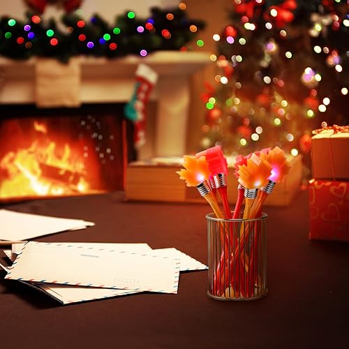 Miniatura 5 de Harloon Bolígrafos de otoño LED, surtido de tarjetas de notas de arce, regalos de otoño de Acción de Gracias, bolígrafos novedosos de hojas a