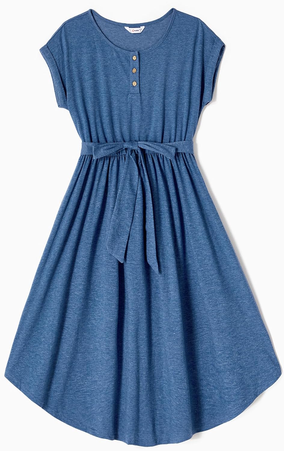 PATPAT Family Matching Outfits Short Sleeve Mommy and Me Outfits Belted Dresses and Casual T-Shirts Matching Sets - Image 2