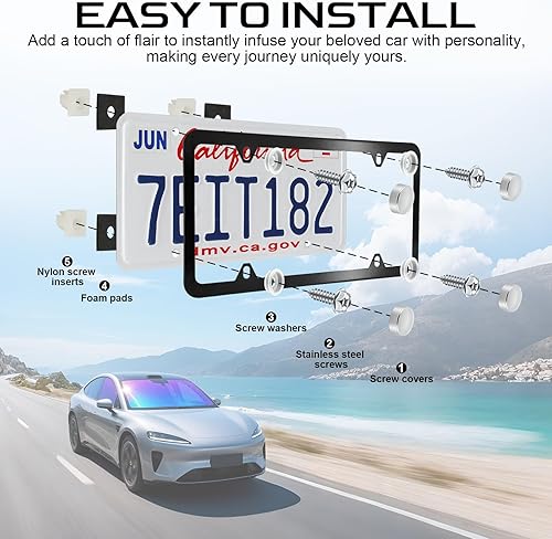 Miniatura 5 de LivTee Tornillos inoxidables para placa, marcos y cubiertas de en automóviles y camiones, juego de 4 pernos con montaje autorroscantes de acero