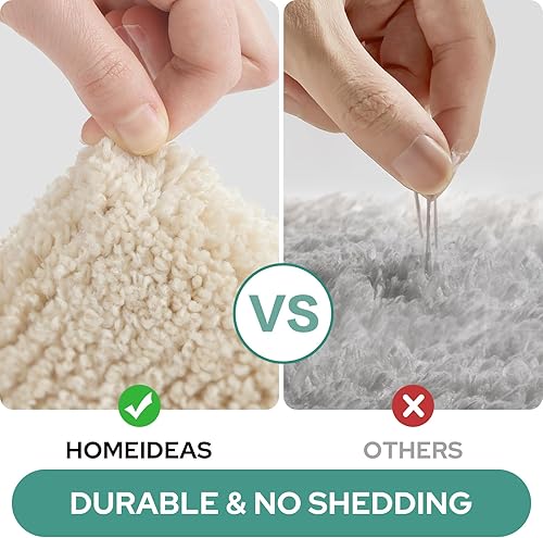 Miniatura 4 de HOMEIDEAS Alfombra de baño, suave y absorbente de agua, alfombra de microfibra de felpa esponjosa antideslizante para bañera y ducha (beige y