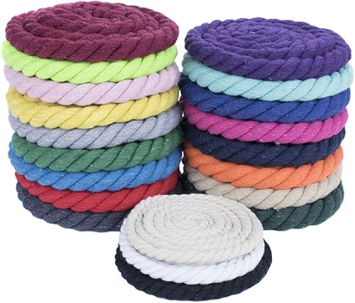 Miniatura 4 de Cuerda de algodón trenzado natural, suave pero fuerte, colores surtidos, 12 pulgada de diámetro (gris oscuro, 10 pies)