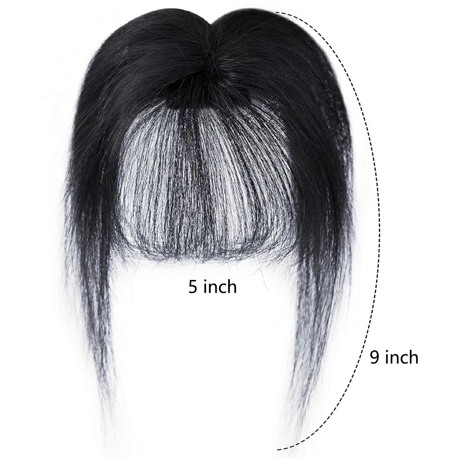 Clip in Fringe 100% Human Hair Bangs Clip in 360 3D Coverage Fringe for Women Daily Wear Black, Black-3D bangs - Image 2