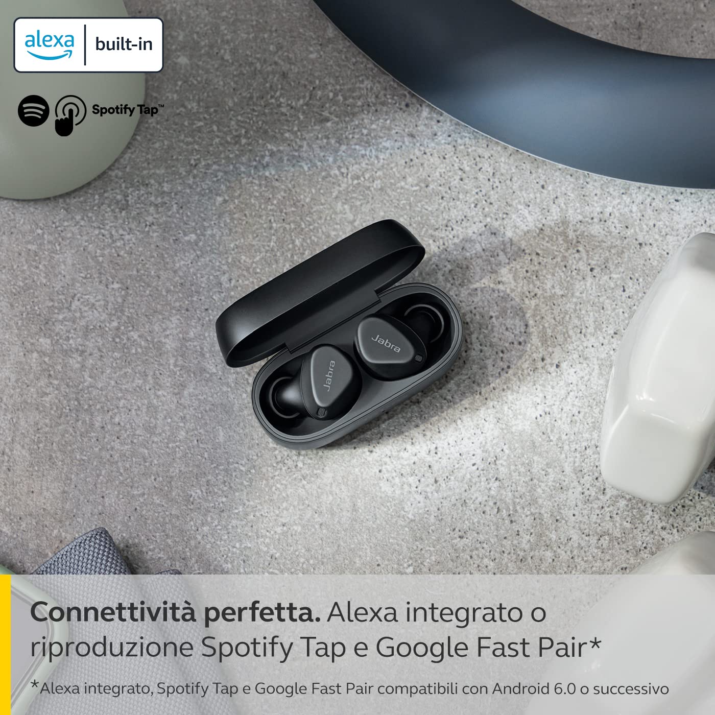 Jabra Elite 4 Active Auricolari Bluetooth In-Ear, Auricolari Wireless Con Secure Sport Fit, 4 Microfoni Integrati, Cancellazione Attiva Del Rumore E Tecnologia Hearthrough Regolabile, Nero