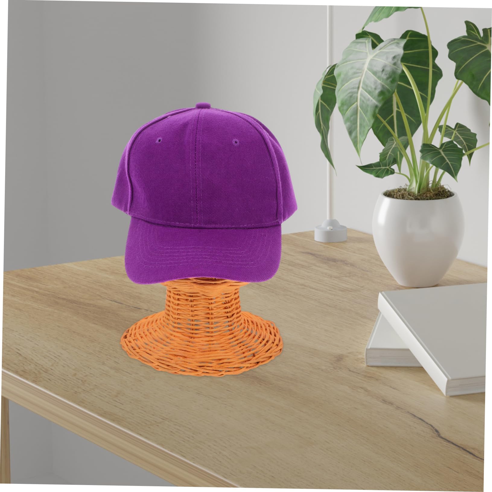 Ciieeo Expositor de Sombreros Decorativo de Ratán, Tejido Modelo de Mesa