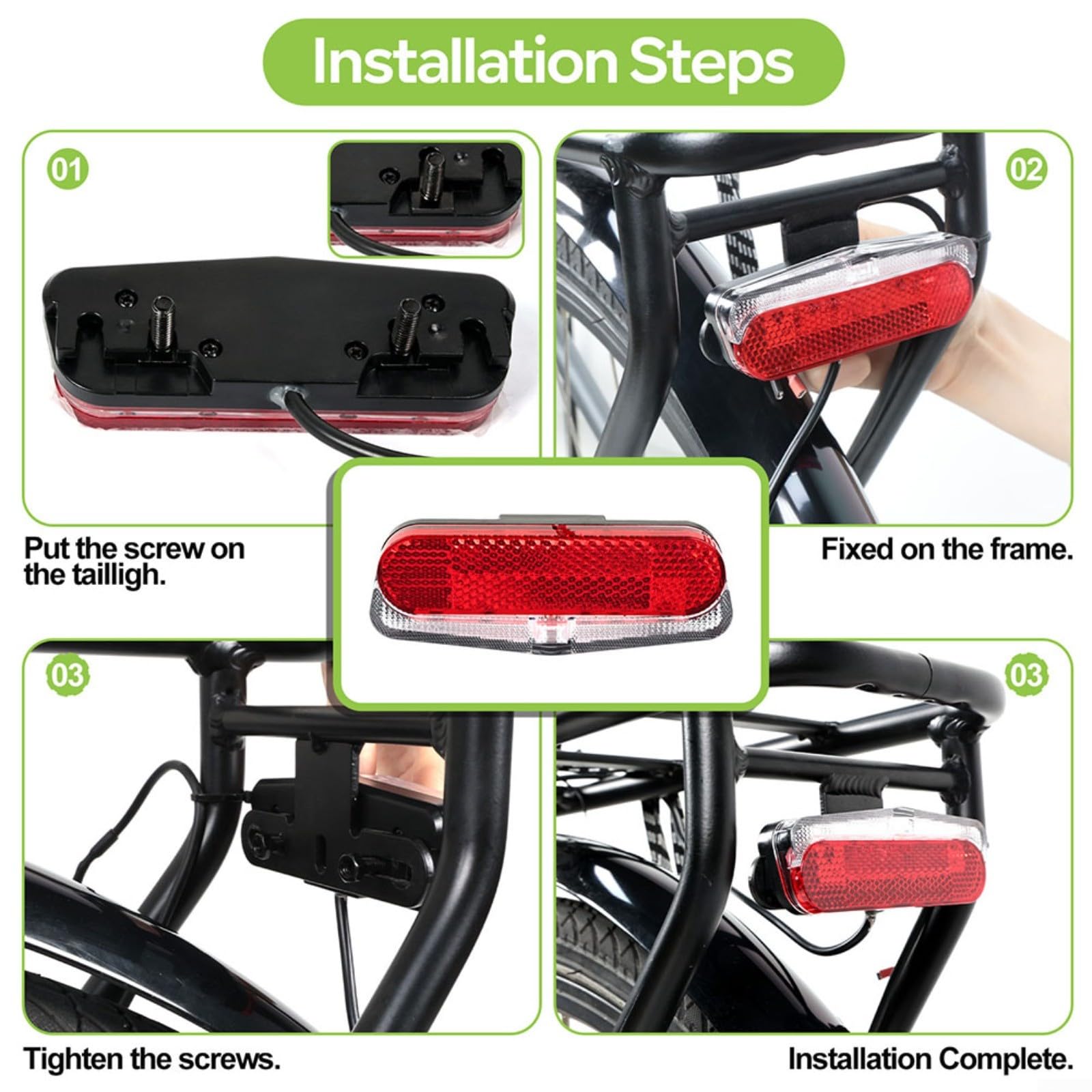 Luce posteriore a LED per Bafang E-Bike 36 V 48 V lampada posteriore di sicurezza per guida notturna connettore SM 2 pin per design