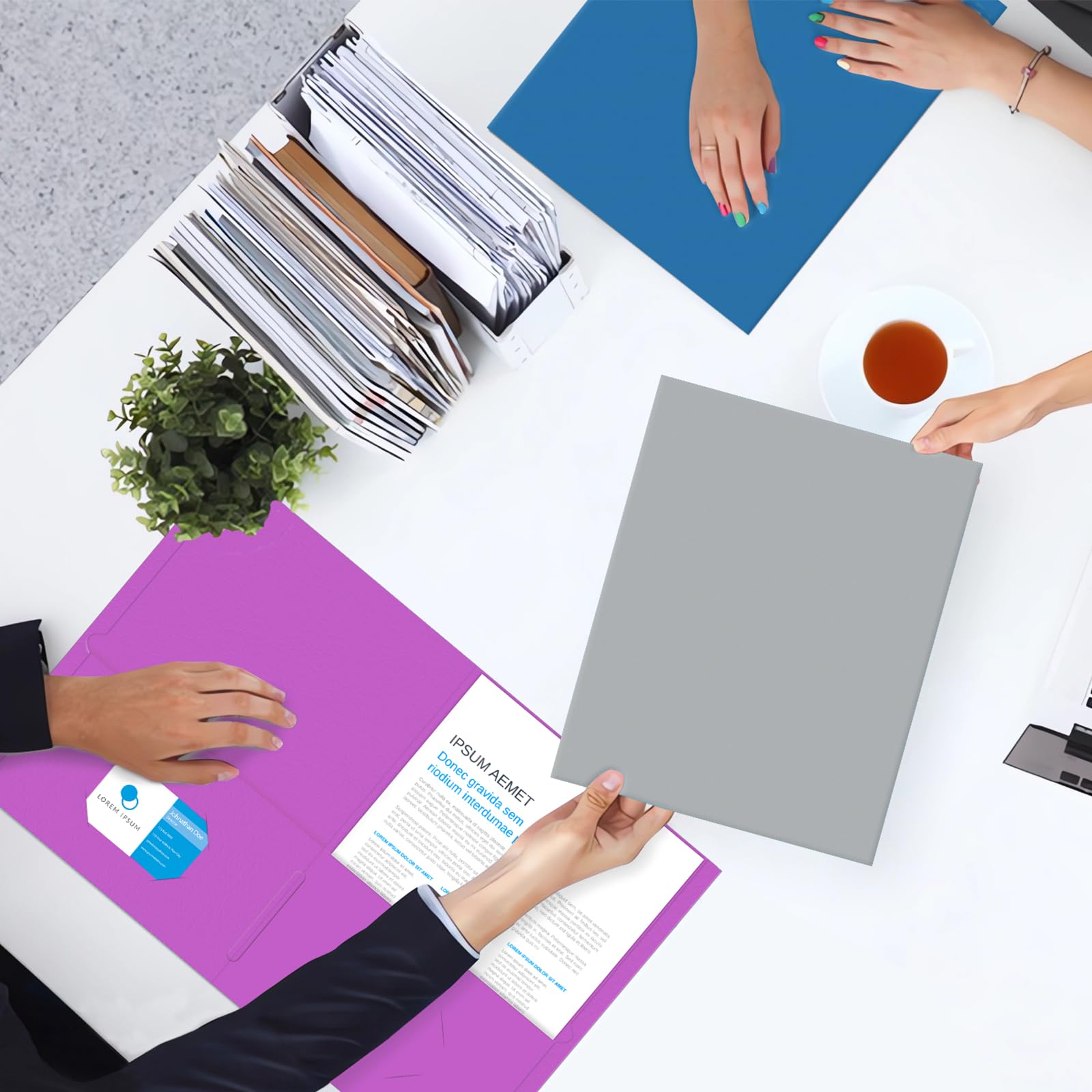 Two Pocket Folders, PANDRI 50 Pack 2 Pocket Folders, Letter Size Paper File Folder for School Office Home Business, Assorted 5 Colors