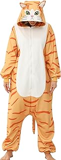 Adult Orange Cat Costume Ginger Cat Onesie Pajamas Halloween Costumes Cosplay Sleepwear for Women Men