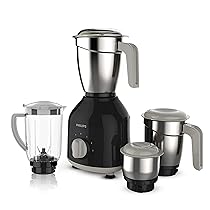 Philips HL7759/00 Mixer Grinder with 10-year warranty*, 750W Turbo Motor, 4 Jars (Black), Edged blade made of superior SS304 material, Quick cool ventilation