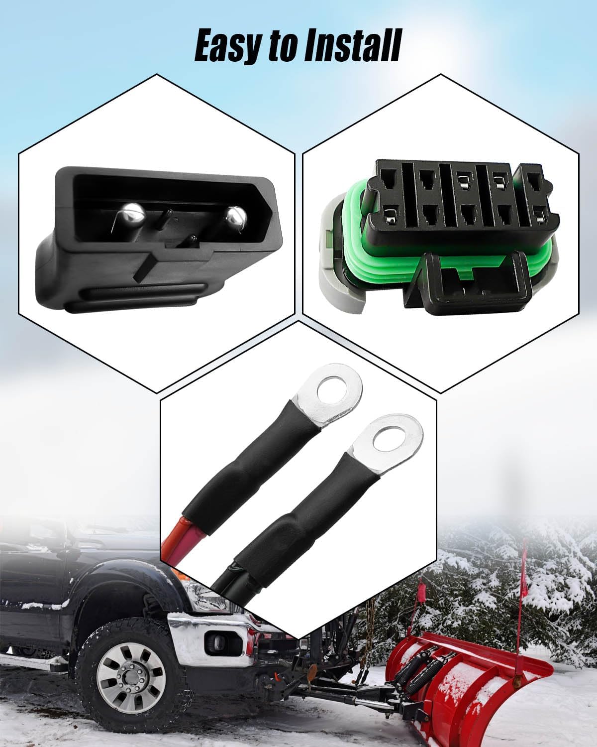 4 Pin Plow Side Battery Cable Wiring Harness Replace 42015 Fit for Western SnowEx Fisher Blizzard Snow Plow, Plow Side Power Cable Set