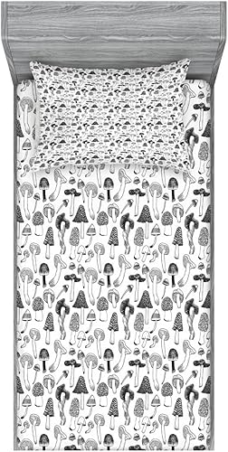 Miniatura 61 de Ambesonne Juego de sábanas bajeras y fundas de almohada, dibujos de aviones antiguos, vuelos clásicos con fechas, estilo vintage, diseño nostálgico,