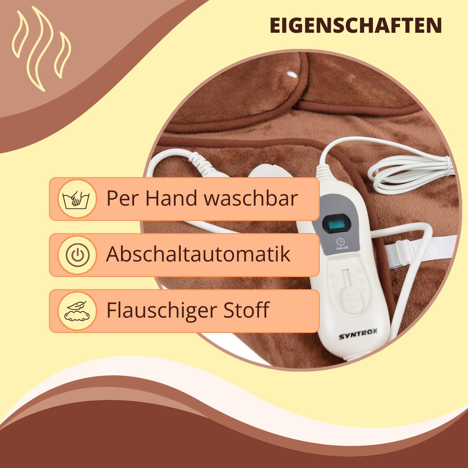 Syntrox Germany Wärmegürtel für Rücken Hainas | Rückenwärmer | Nackenwärmer Heizweste, Wärmebehandlung, Temperaturstufen, Überhitzungsschutz, Wellness-Produkt, Entspannung zu Hause
