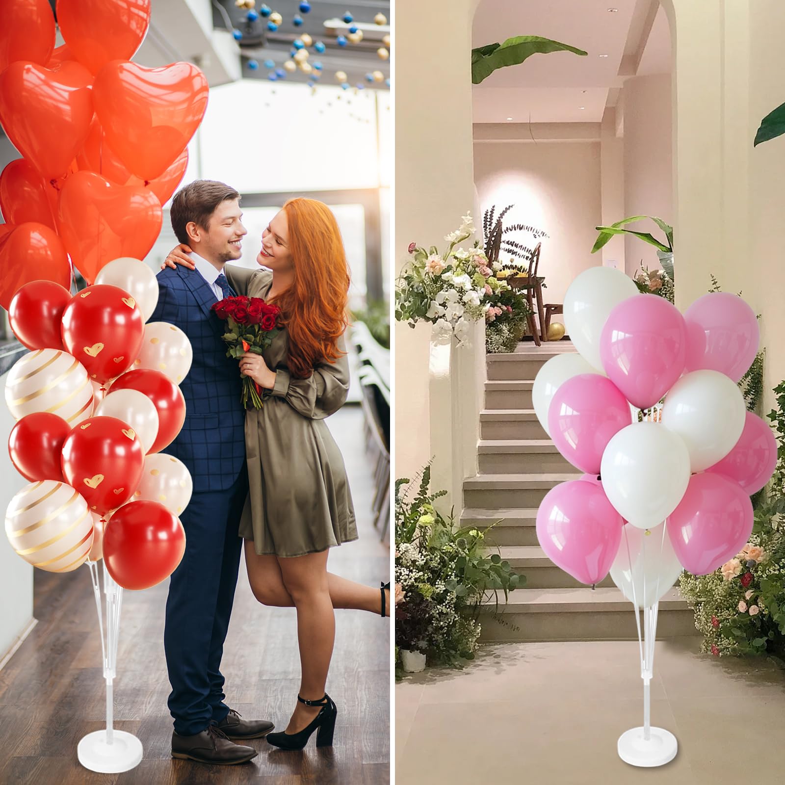 Set di 3 Supporti per Palloncini, 160 cm, Supporto per Palloncini, Riutilizzabile, Supporto per Palloncini per Compleanno, Matrimonio