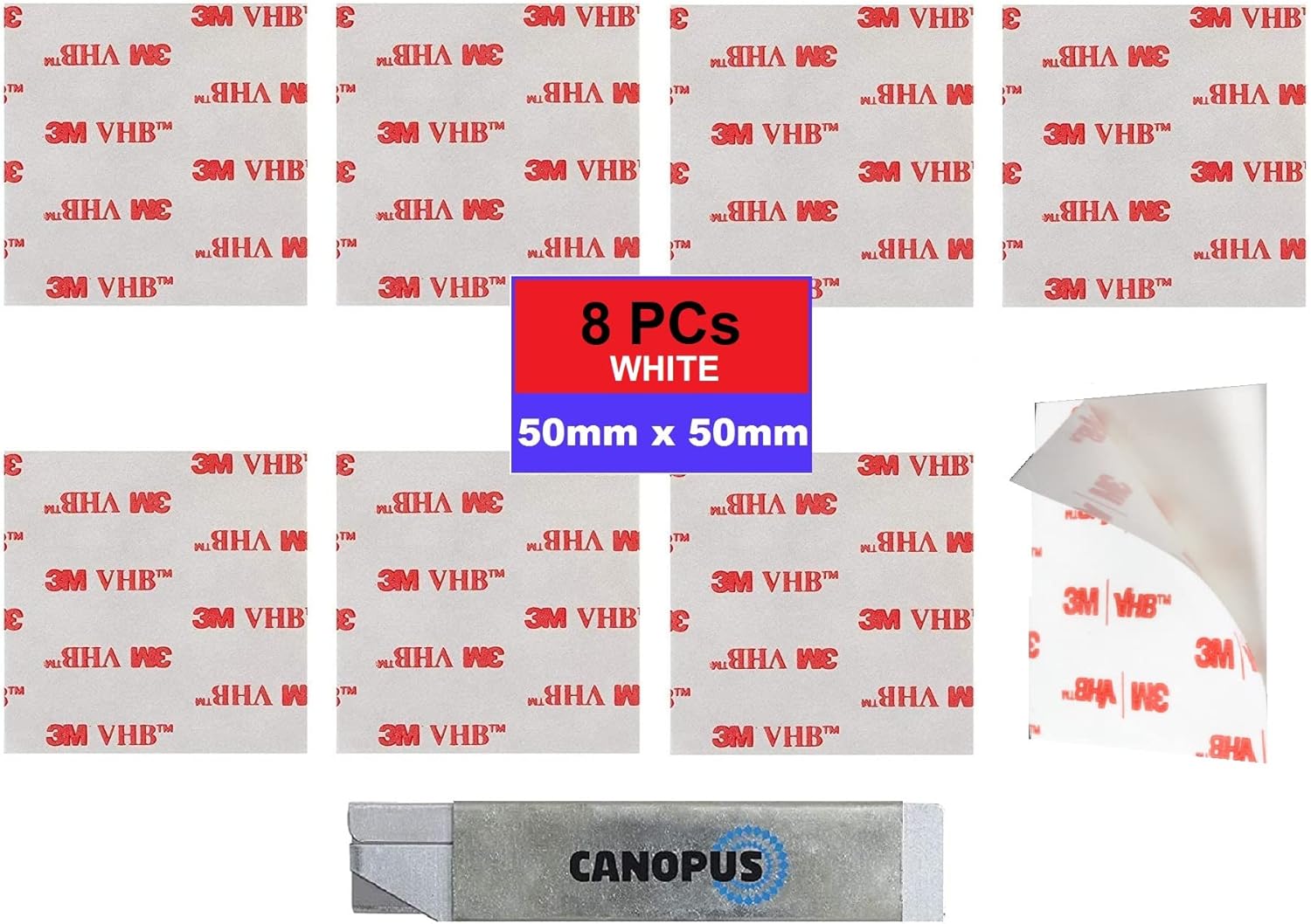 CANOPUS 3M VHB 5952 8PCs, Cercle (31,75mm - Dia) Étanche 3M Double Face Rond Extra Fort, Tampon