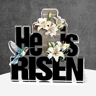 Easter Gifts for Women He is Risen Christian Gifts Catholic Jesus Gifts for Wife Home Office Desk Decoration Acrylic Plaque Faith Based Spiritual for Women