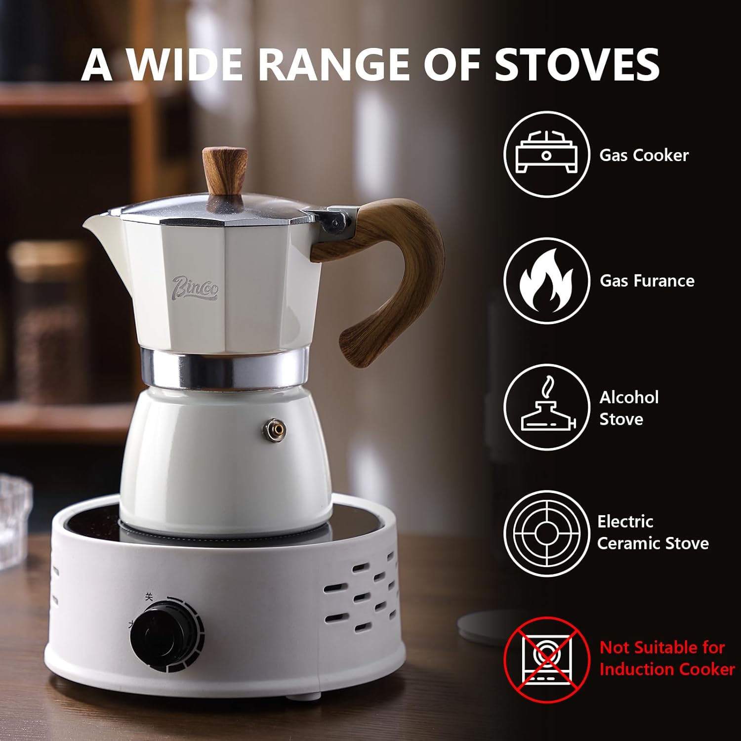 Espresso Maker Stovetop,Camping Moka Pot 2 Cup/120ML,Stove Top Espresso Italian Coffee Maker,Easy to Use (Black)