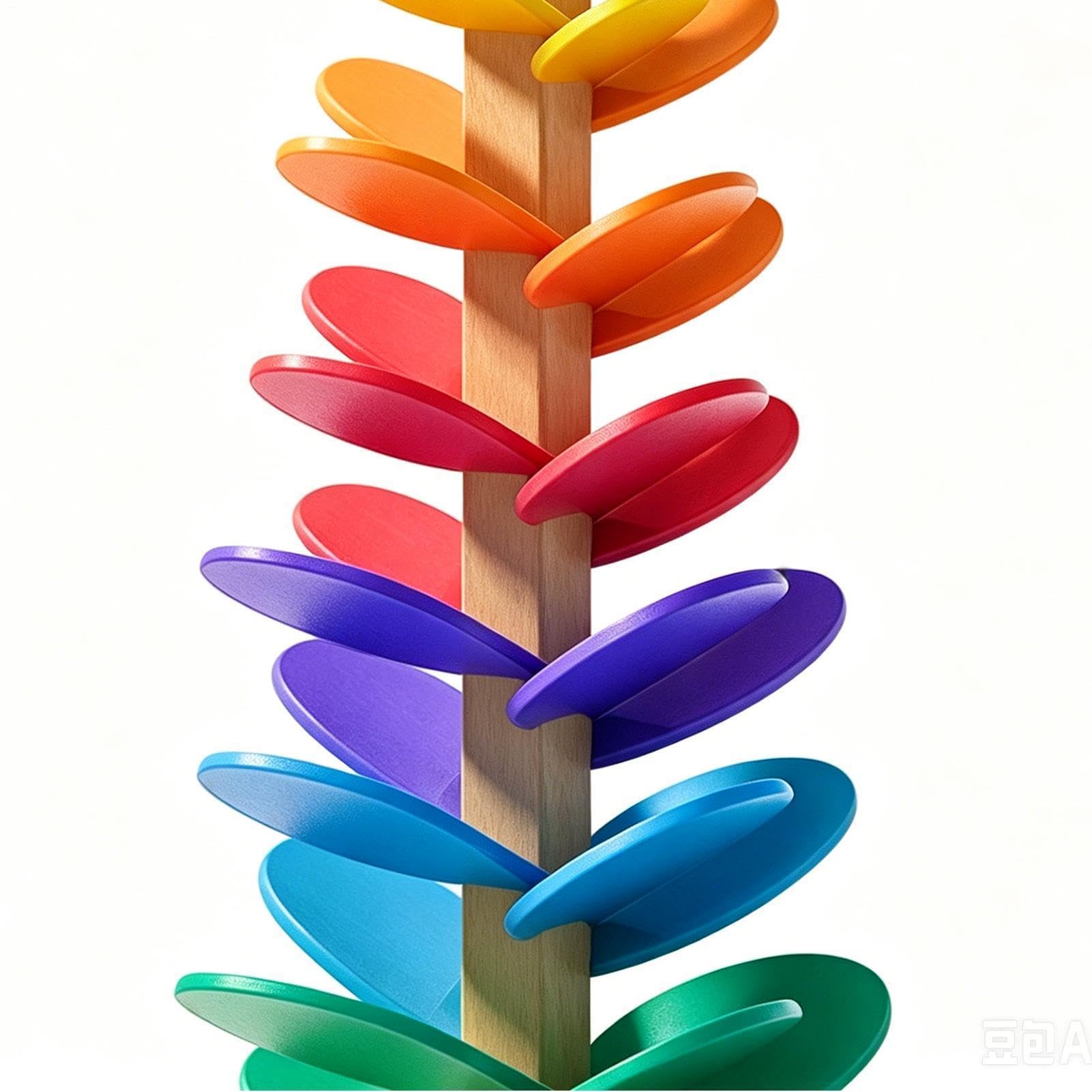 Tor Kulkowy Drewniane Zabawki Sortujące Tęczowa Wieża