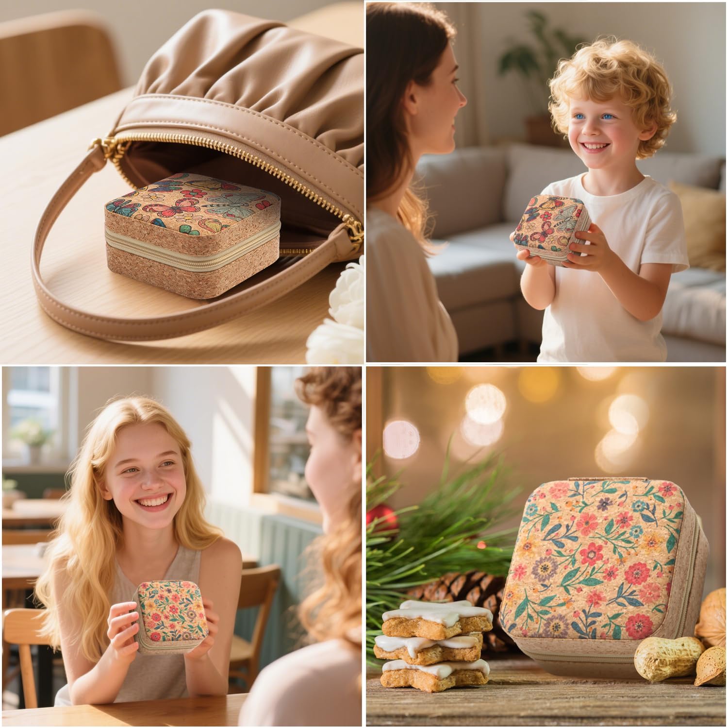 2 Pack Travel Jewelry Case – Small Retro Print Jewelry Organizer Box, Portable PU Leather Mini Storage for Rings, Earrings, Necklaces, Bracelets – Gift for Women & Girls - Image 5