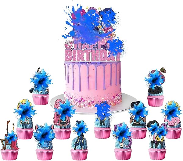 YEJAHY Ensemble De DéCoration De GâTeau,De Joyeux Anniversaire,De Sur Le ThèMe Du Dessin Animé, Pour La De GâTeaux, Anniversaire D'Enfant, Baby Shower Et Mariage - 4
