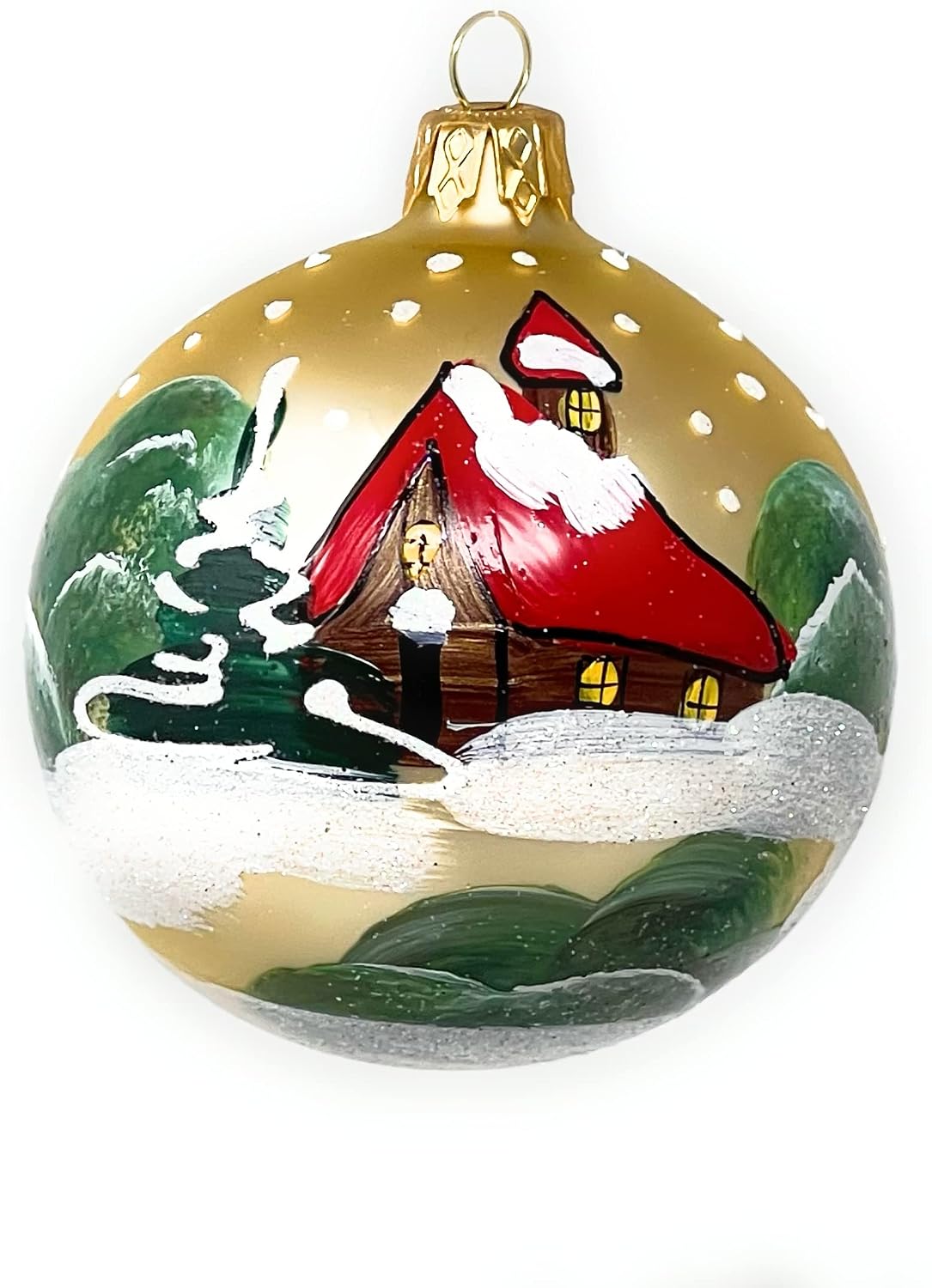 Christmas Ornament Blown Glass Ball 3-inch Set of 6 (Gold)