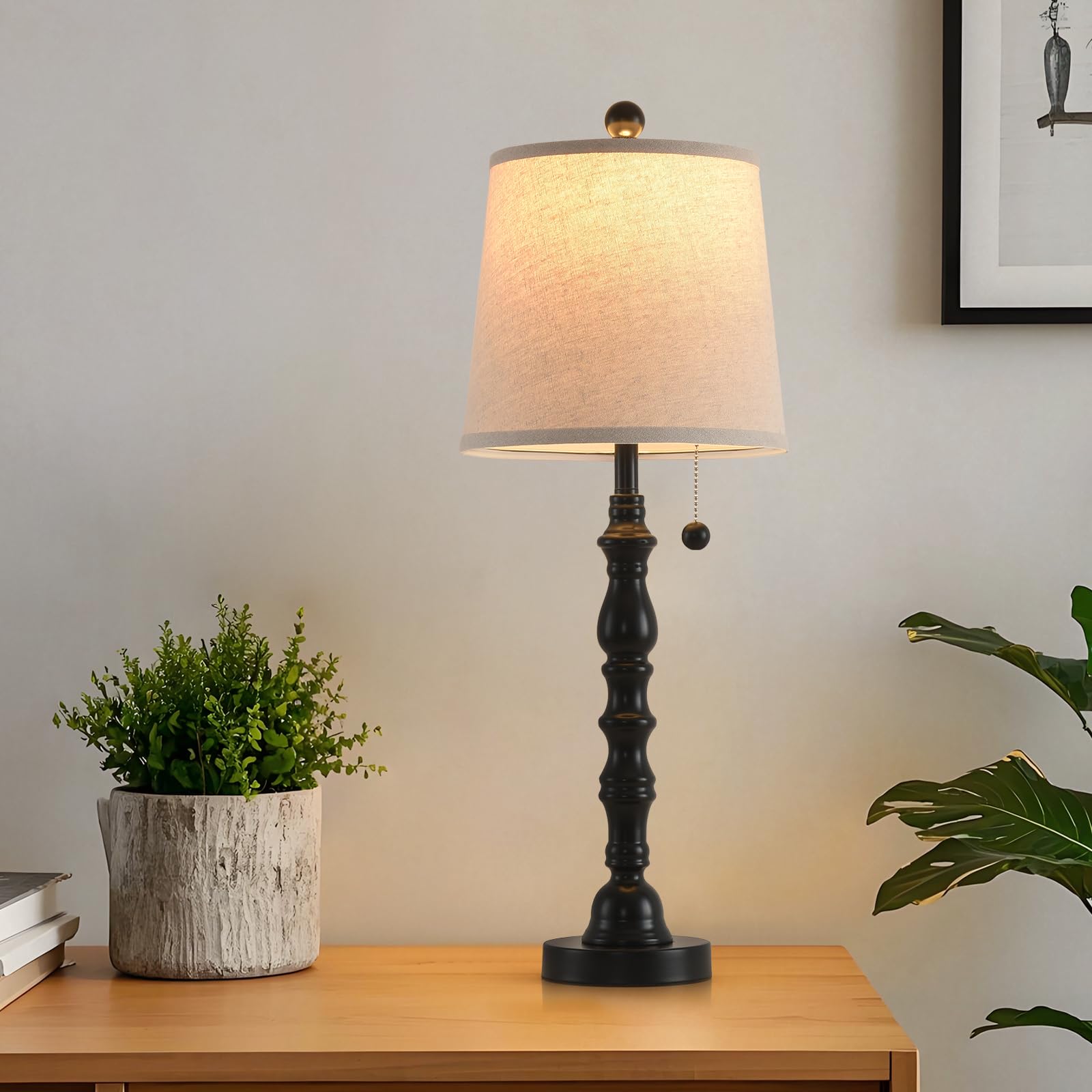 Photo 1 of Terpsichore Modern Farmhouse Table Lamp, Black