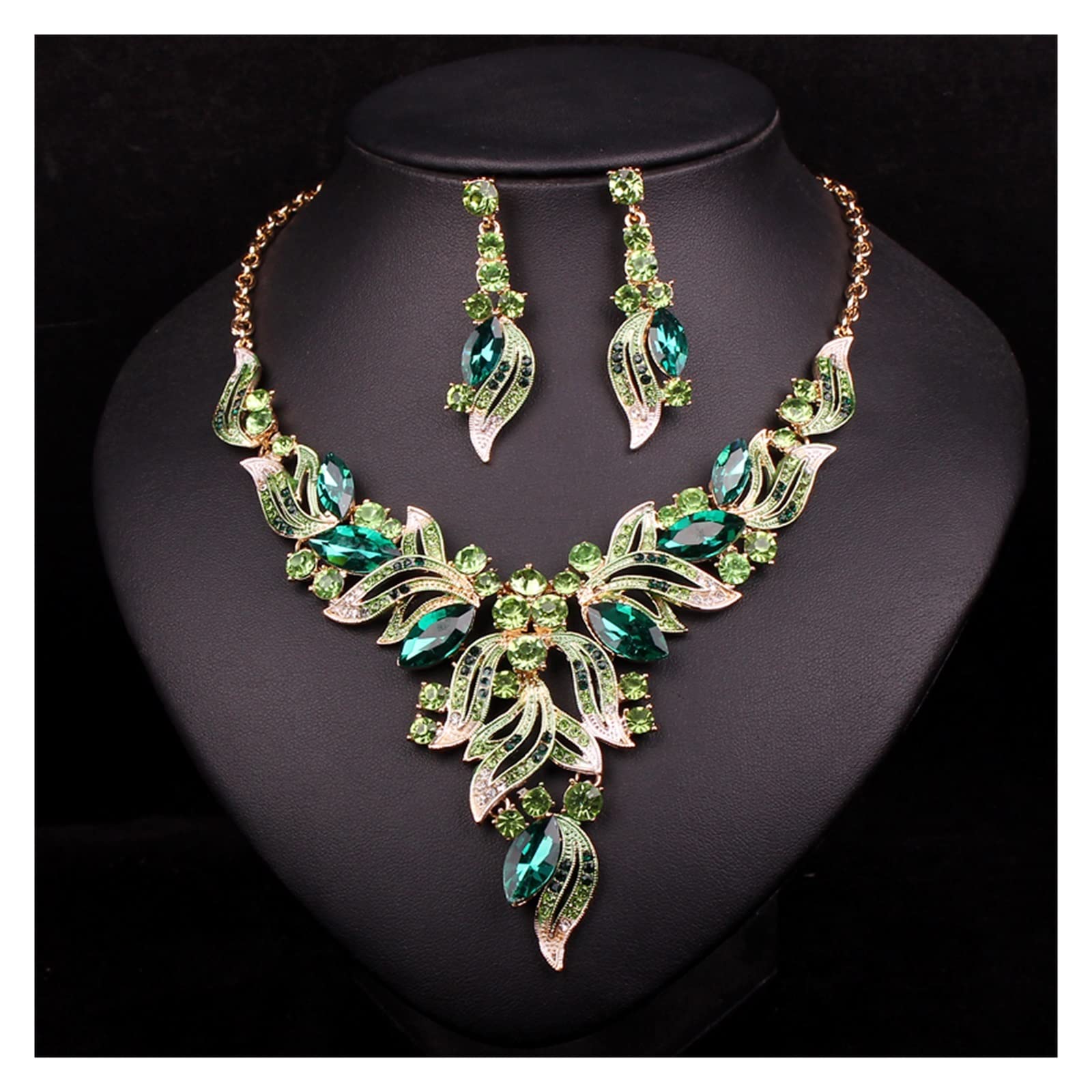 Parure Stroili Set Collana E Orecchini Verde Smeraldo Zirconi