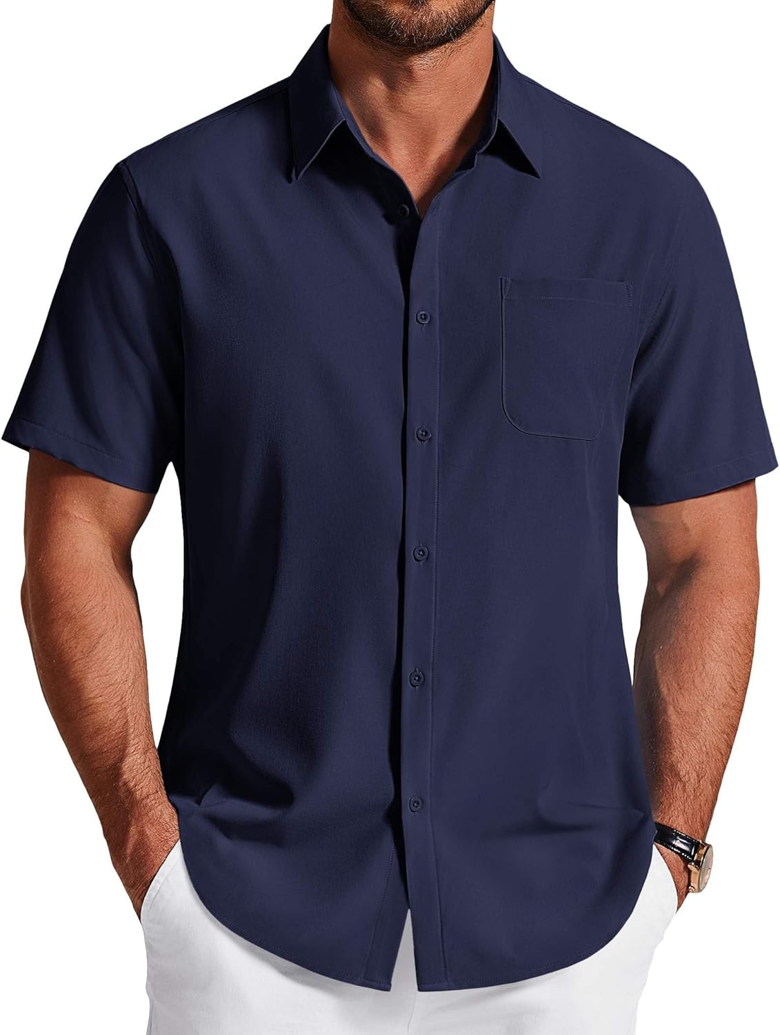 COOFANDY Men's Short Sleeve Dress Shirts Wrinkle Free Casual Button Down Shirts with Pocket