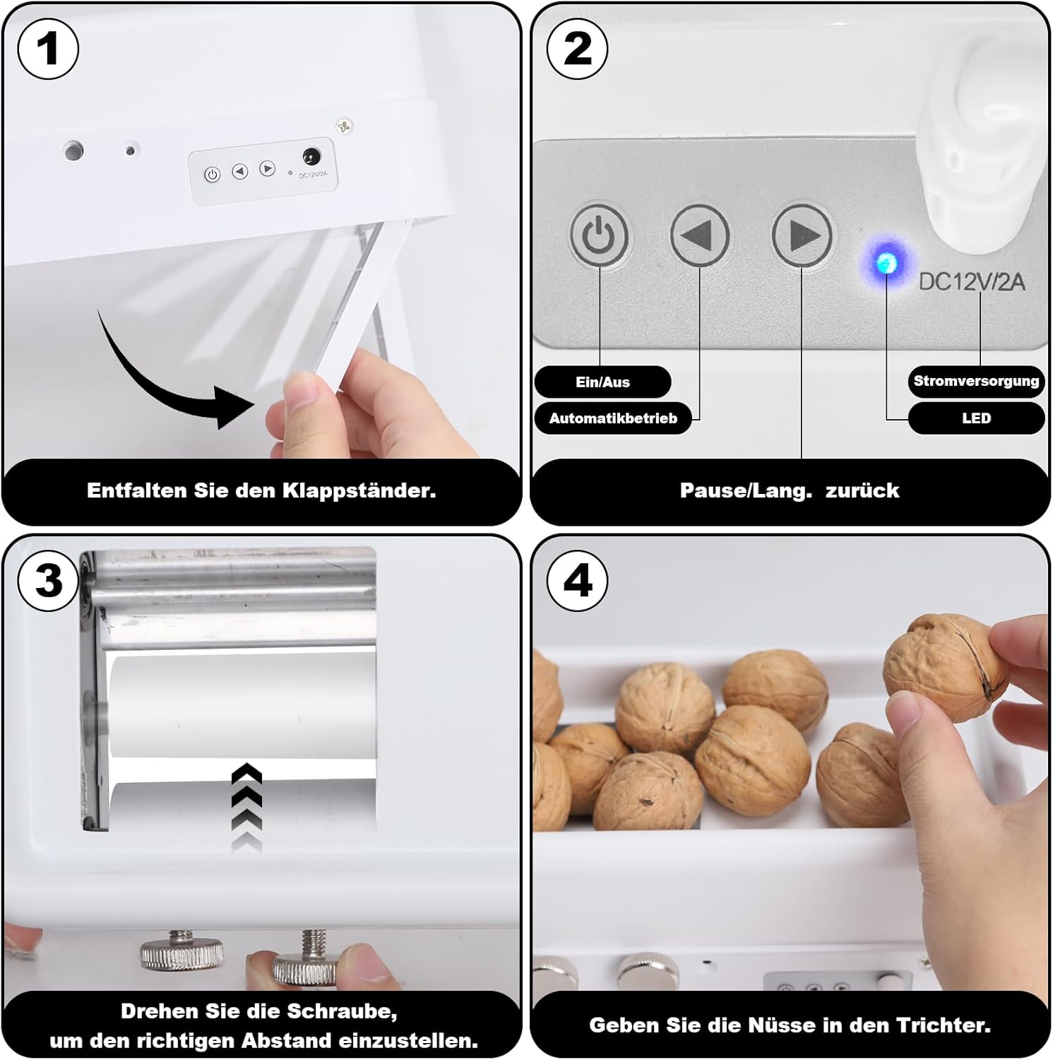 Electric Nutcracker Machine, Heavy Duty Automatic Almond Sheller & Walnut Pecan&Hazelnuts&&Black Walnut Cracker Electric Nut Cracker Tool Pecan Shell Machine for All Nuts - Image 3