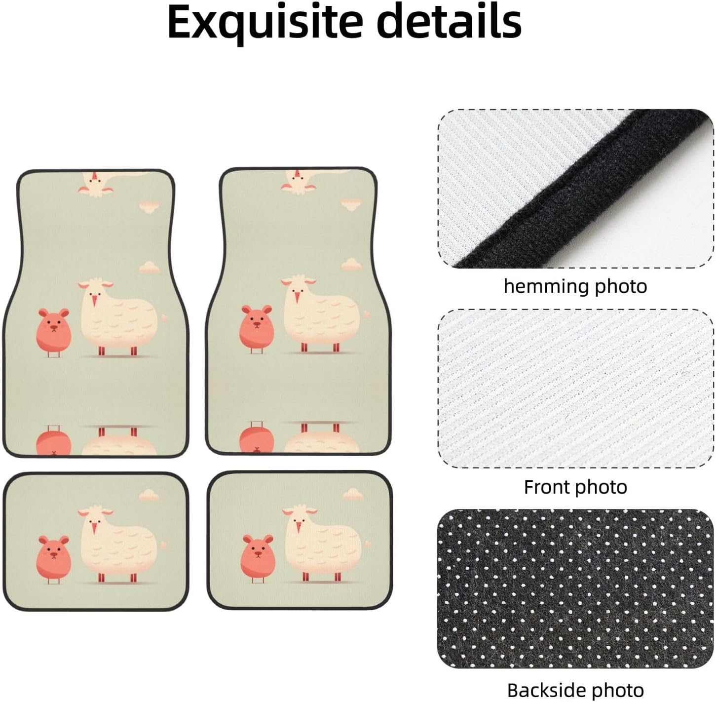 Pair of Animals Patterned car mats 4-piece set | For cars/SUVs/trucks | Firm fit without displacement