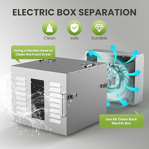 Miniatura 2 de Máquina deshidratadora de alimentos de 10 bandejas comerciales para cecina y hierbas, área utilizable de hasta 24.65 pies y temperatura de 194,
