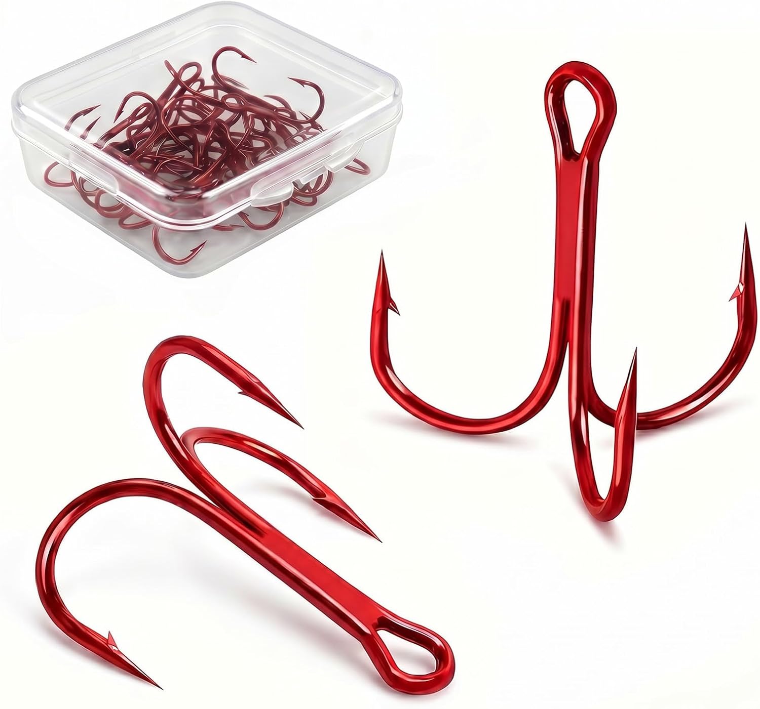 Persei 100pcs Treble Fishing Hooks Replacement Fish Hooks for Hard Lures | Ultra-Sharp High Carbon Steel Triple Barbed Fish Hook for Saltwater Freshwater Size 2 4 6 8 10 12