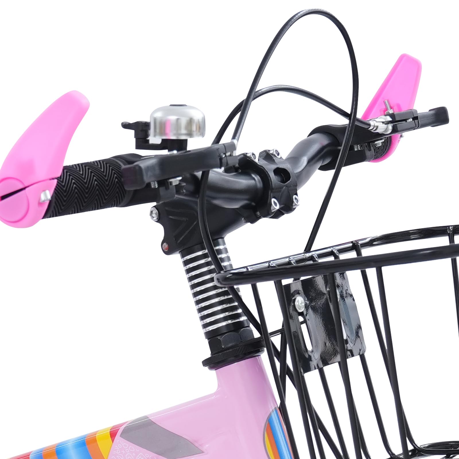 Bicicleta infantil de 14 pulgadas para niños y niñas de 3 a 6 años, altura ajustable para niños con ruedas estabilizadoras, cesta de almacenamiento, asiento trasero