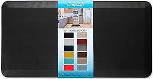 ComfiLife Anti Fatigue Floor Mat – 3/4 Inch Thick Kitchen Mats for Floor, Standing Desk Mat, Kitchen Rug – Comfort at Home, Office – Durable – Stain Resistant – Non-Slip Bottom (20" x 39", Black)
