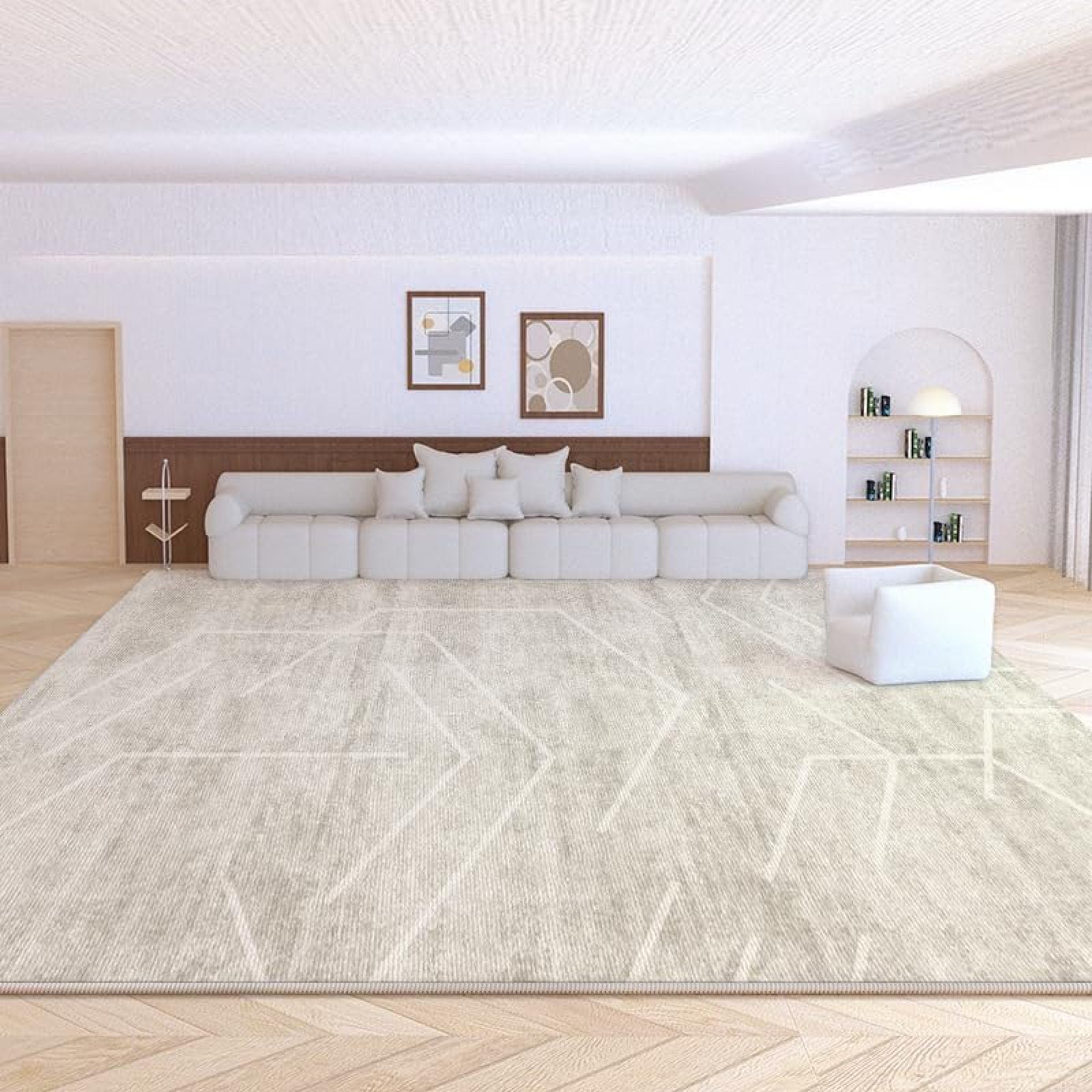 Tapis de salon lavable et rectangulaire beige et marron pour sublimer votre chambre